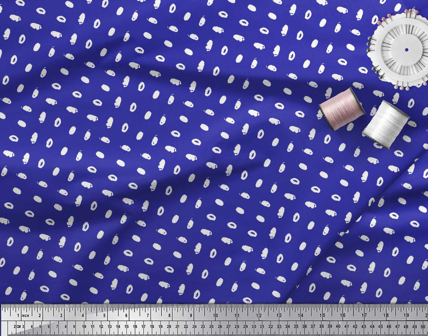 Soimoi Blue Rayon Fabric Brush Stroke Abstract Printed Fabric 1 Yard 56 Inch Wide