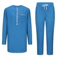 thumbnail image 1 of Men Ethnic Style Pocket Snap Button Elastic Waist Solid Color Middle Robe Trousers Festival Wedding Suit, 1 of 8