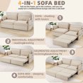 thumbnail image 5 of YODOLLA 72" 3 in 1 Convertible Sofa Bed with Pull Out Coach Bed, Loveseat Futon Sofa with Pillows & Pockets for Bedroom, Living Room, Apartment- Beige, 5 of 10