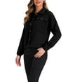 thumbnail image 4 of Chaqueta Shacket de Waffle para Mujeres Inspire Chic, con Hombros Caídos, Bolsillos y Cuello, Talla L, Color Negro, 4 of 6