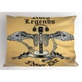 thumbnail image 1 of Rock and Roll Pillow Sham, Rock Legends Never Die Winged Skeleton, Decorative Standard Size Printed Pillowcase, 26" X 20", Pale Camel Dark Eggshell Charcoal Grey and White, by Ambesonne, 1 of 2