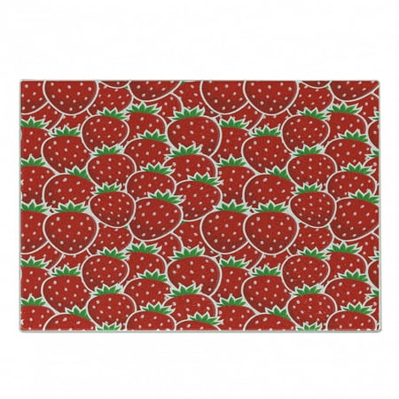 

Fruits Cutting Board Strawberry Themed Botany Yummy Food Organic Growth Diet Health Print Decorative Tempered Glass Cutting and Serving Board Small Size Red Hunter Green by Ambesonne