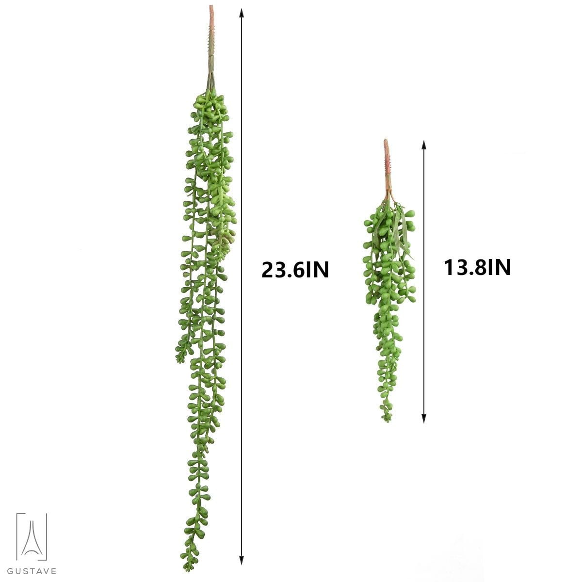 Gustave 4Pcs Artificial Hanging Plants, Fake Succulent String of Pearls Fake Hanging Vine for Wedding Party Home Kitchen Garden Wall Decoration Outdoor Indoor Ornaments "L"