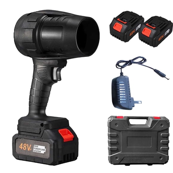 Black High Power Turbine Blower For Car Wash Water Blowing And Snow Removal Lithium Battery Powered With Two Batteries And Toolbox Black Color 5.71 X 3.35 X 8.66 Inches