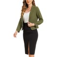 thumbnail image 5 of INSPIRE CHIC Women's Blazer Open Front Wear-to-Work Summer Crop Suit Jacket XL Army Green-Solid, 5 of 7