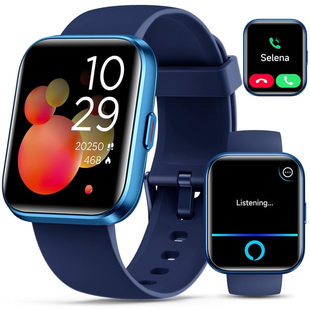Smartwatch for Women/Men, Compatible with Android & iPhone, 1.8'' Fitness Tracker Watch with Alexa, Call & Notification Alerts, H