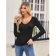 thumbnail image 2 of Zeagoo V Neck Long Sleeve Shirts for Women 2025 Slim Fitted Going Out Tops Basic Fall Winter Tee 2 Pack, 2 of 6