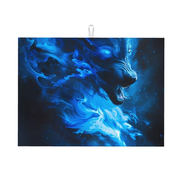 Fotbe Wolf Alfombrilla de Secado para Cocina con Estampado, 18x24 Pulgadas