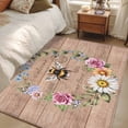 thumbnail image 4 of Spring Daisy Area Rugs 3'x5', Washable Small Throw Rugs for Living Room Bedroom, Pink Flowers Wreath Leaves Farmhouse Brown Indoor Outdoor Rug Non-Slip Low Pile Carpet Runner Reversible Floor Mats, 4 of 8