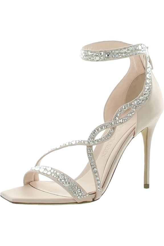 Womens Satin Embellished Ankle Strap