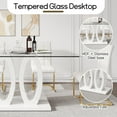 thumbnail image 6 of 63" Rectangular Glass Dining Table, Clear Tempered Glass Top and Glossy White Double O-Shaped Base, Modern Style for Kitchen, Living Room, Conference Room, 6 of 6