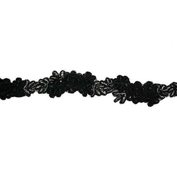 Altotux 1.25" Black Silver Lilac Pink Embroidered Sequins Organza Lace Trim (Black and Silver)