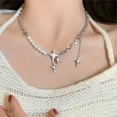 thumbnail image 1 of Collier Décor Étoile et Fausse Perle Style Y2K Bijoux de Fête, 1 of 5