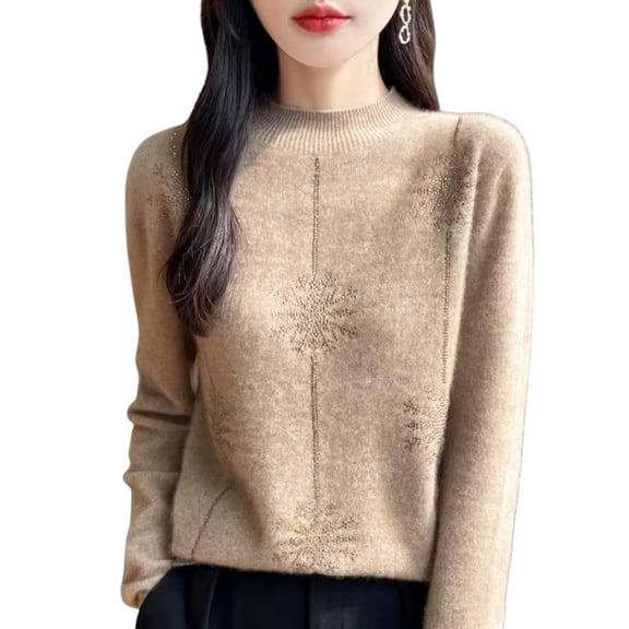 Sexlip Womens Mock Neck Blouse Long Sleeve Textured Design Soft Fabric Slim Silhouette for Daily Use Yellow M
