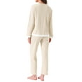 thumbnail image 3 of INSPIRAR CHIC Pijamas de Algodón Waffle para Mujeres de Manga Larga con Pantalones Conjuntos de Lounge a Juego con Bolsillos S Albaricoque, 3 of 6