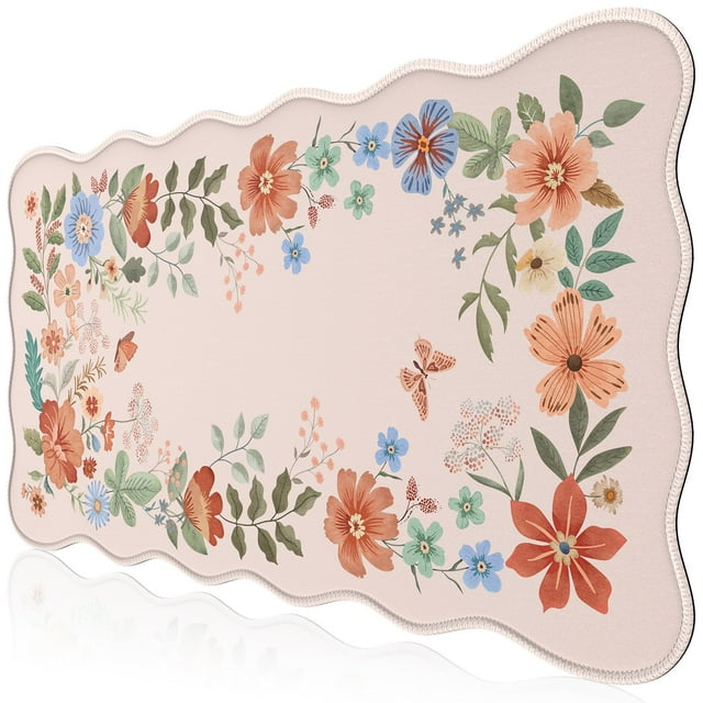 Mouse Pad iCasso XXL Grande Antideslizante con Bordes Cosidos Rosa