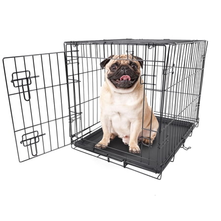 VIBRANT LIFE FOLDABLE 24″ METAL DOG TRAINING CRATE WITH DIVIDER PANEL AND LEAK-PROOF TRAY