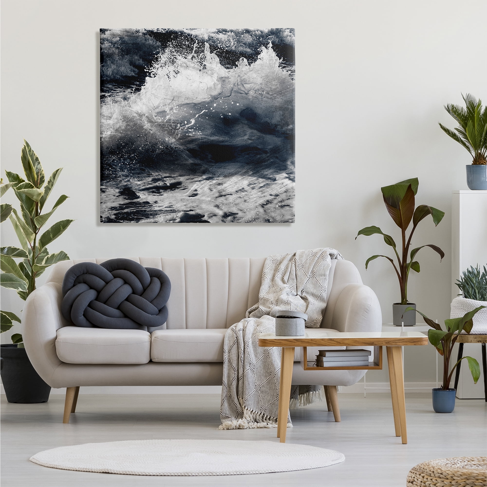 Stupell Industries Blue Ocean Waves Distressed Surface, 36 x 36,Design by Marcus Prime