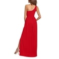 thumbnail image 4 of Elainilye Fashion Prom Dress for Women Summer Solid Slimming Split One Shoulder Asymmetrical Evening Dress Prom Dress,Red, 4 of 8