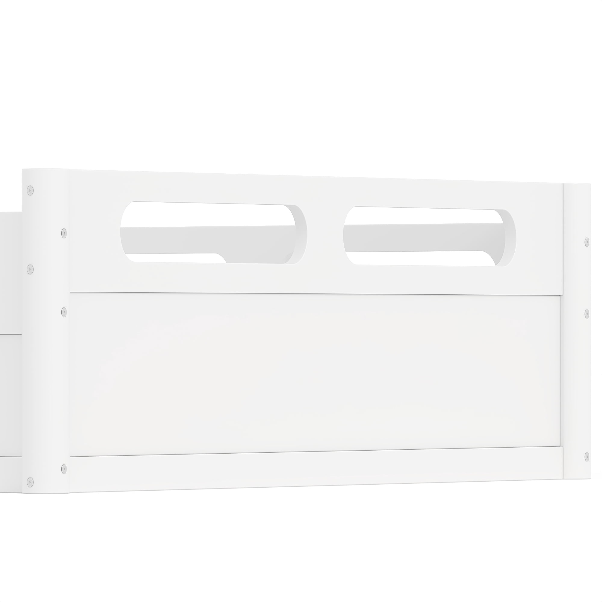 Leumius Full Size Floor Bed with Full-length Guardrails,Low Profile Montessori Bed Frame,Easy Assembly, No Box Spring Needed,White