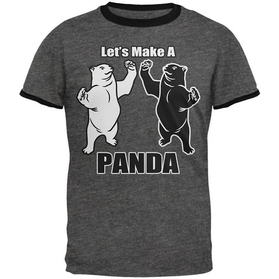 Let's Make a Panda Funny Mens Ringer T Shirt Dark Heather-Black 2XL