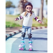Rainbow Unicorn Adjustable Roller Skates for Kids with Light up Wheels for Girls and Boys-Small(10C-13C US)