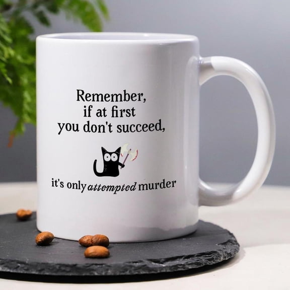 1pc 11oz Ceramic Coffee Mug with Pattern Funny Humorous Saying Decorative Tea Cup Ideal Birthday Office Home Women Men Friend BFF Family Coworker Boyf