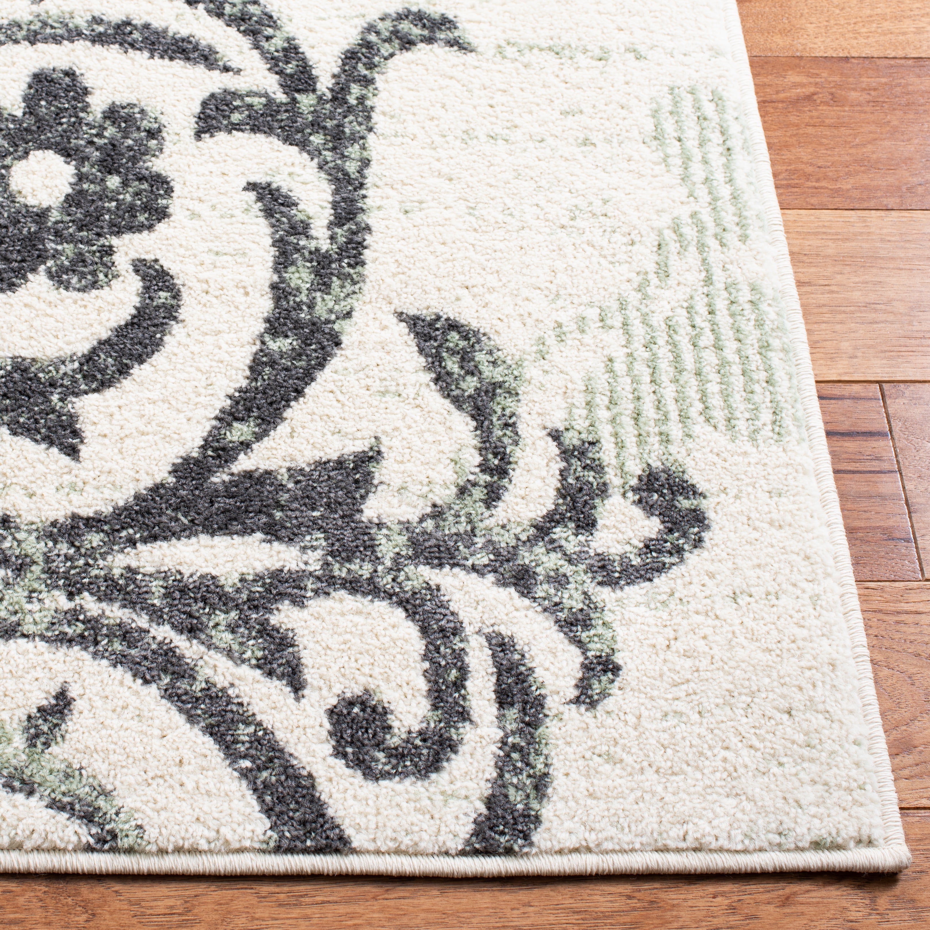 SAFAVIEH Adirondack Hortense Floral Area Rug, Ivory/Green, 4' x 4' Square
