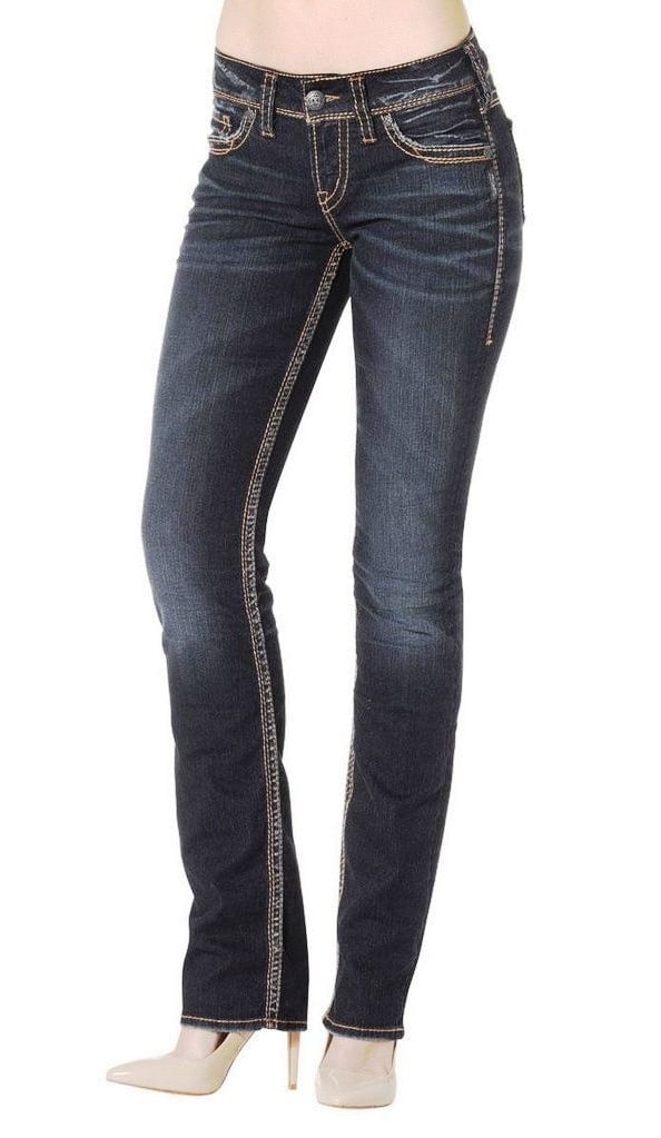 Silver Jeans Denim Womens Suki Straight Dark Wash L93413SAI467