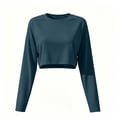 thumbnail image 5 of cocolona Womens Cropped Sweatshirts Crew Neck Long Sleeve Pullover Tops Loose Casual Solid Color Thin Sweatshirts, 5 of 5