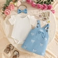 thumbnail image 3 of Tiijoy Infant Girls Outfits Cute Cotton Short Sleeve Romper Bow Jumper Dress Headband 3Pcs Set, Sizes 18-24M, 3 of 8