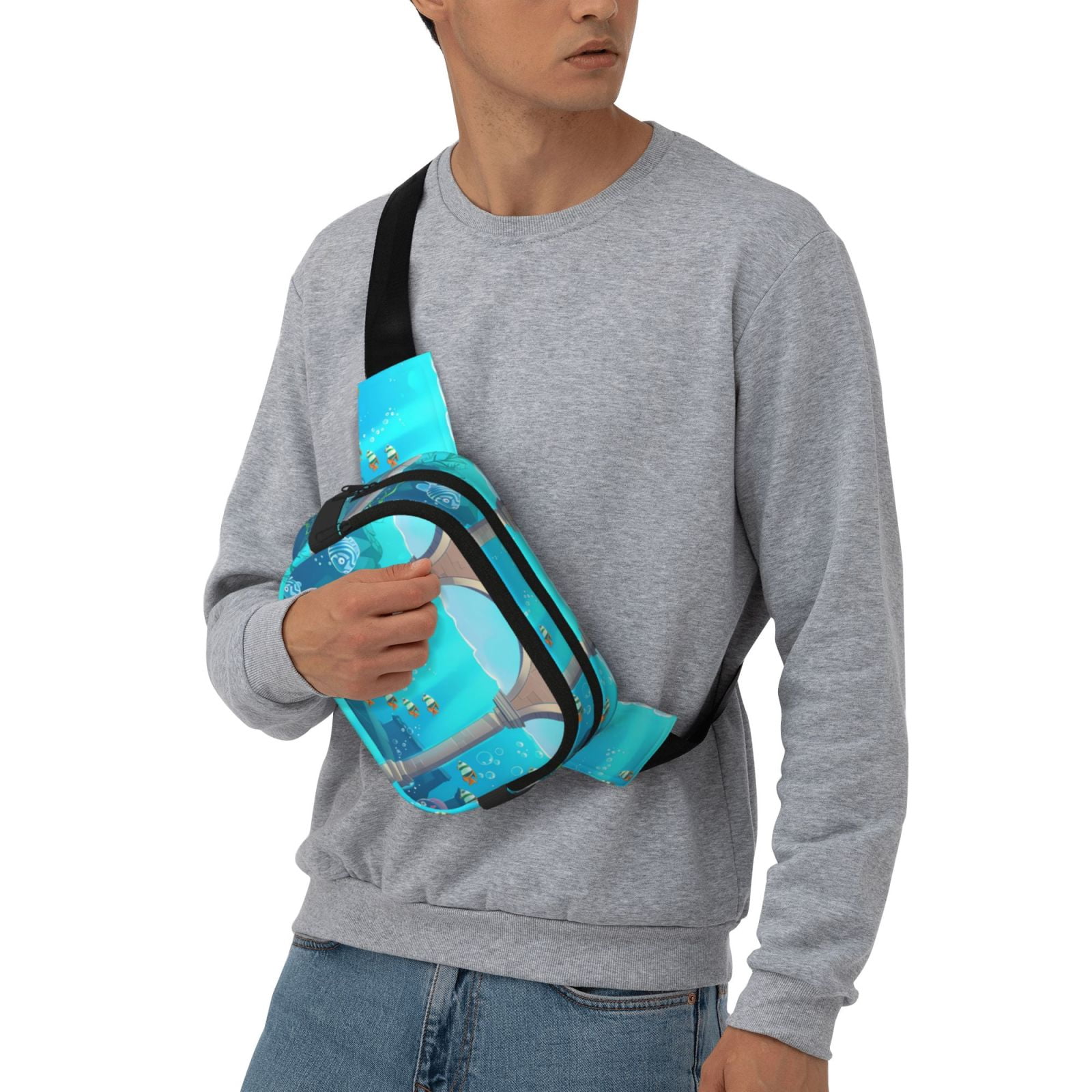 Kdxio Underwater Aquarium Arches Crossbody Double Layer Waist Bag Belt Bag for Unisex Fanny Pack Fashion Waist Packs for Hiking Running Shopping Traveling