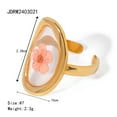 thumbnail image 4 of Yoyauz Women's Handmade Dried Flower Declaration Ring Gold Plated Stainless Steel Adjustable Embossed Forget-Me-Not Flowers Open Ring Wedding Holiday Jewelry Gifts, 4 of 6