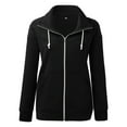thumbnail image 4 of Pgeraug Womens Tops Long Sleeve Warm Hoodless Stcollar Solid Color Zip Jacket Winter Coats for Women Black M, 4 of 5
