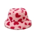 thumbnail image 5 of CoCopeanut Topi Ember Berbulu Palsu Gambar Hati Musim Dingin Baru Topi Hangat Luar Ruangan Wanita Topi Nelayan Berbulu Beludru Lembut Mode Anak Perempuan Panama, 5 of 6