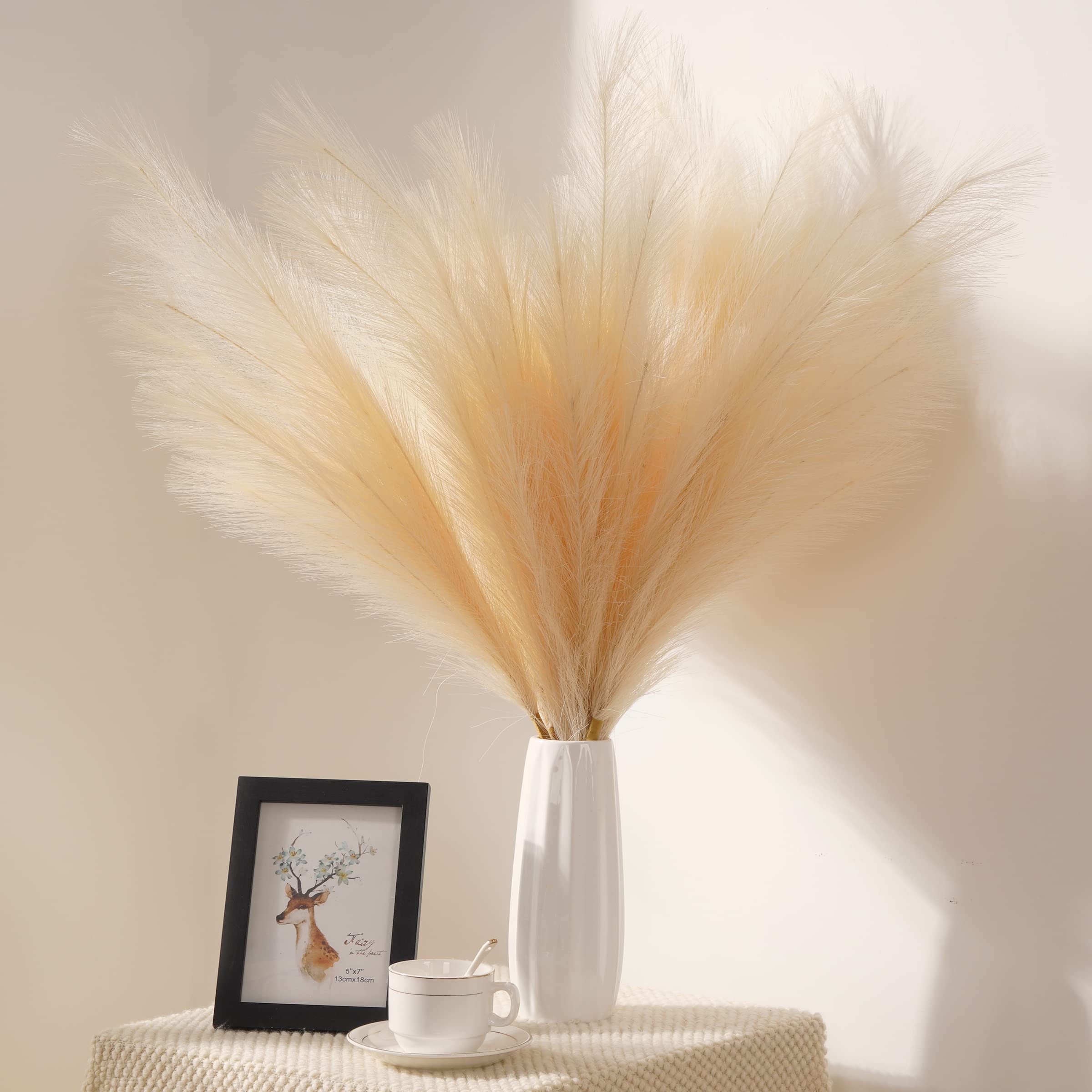 Tetou Artificial Pampas Grass, 38 inches, 8-Pack, Beige photo 3