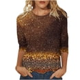 thumbnail image 2 of EQWLJWE Womens Party Sequin Tops 3/4 Sleeve Crewneck Cute Shirts Casual Glitzy Print Trendy Tops Three Quarter Length Summer Pullover T Loose Shirt Gifts for Your Family (S-5Xl), 2 of 5