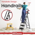 thumbnail image 6 of HBTower Folding 5-Step Ladder with Handrails and Tool Tray, Anti-Slip Wide Pedals, Safety Ladder for Adults, Black, 6 of 8