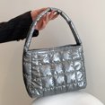 thumbnail image 4 of Yibooy Quilted Women Handbag Fashion Plaid Cotton Tote Bag Portable for Travel (Grey), 4 of 10