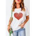 thumbnail image 3 of ABPHQTO Camiseta de manga corta con estampado de purpurina en forma de corazón para mujer, 3 of 5