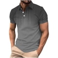 thumbnail image 2 of Mens Gradient Polo Shirts Casual Short Sleeve Athletic T-Shirts Classic Contrast Collar Shirt with Pocket Dark Gray XXL, 2 of 5