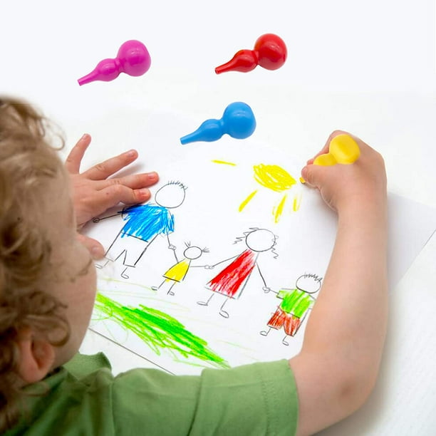 Lebze Grands crayons pour enfants de 2 à 4 ans, 12 couleurs, non toxiques,  crayons de 1 à 3 ans, faciles à tenir, lavables, sans danger pour les