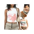 thumbnail image 3 of Yunliwuli Women's Graphic Tank Tops Slim Flower Print Round Neck Sleeveless Crop Shirt for Summer, 3 of 10