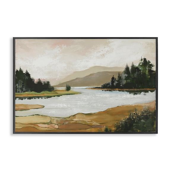 Stupell Industries Farmhouse Relaxing Valley Lake Black Framed Giclee Art, 18 x 12, by Max Maxx