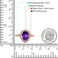 thumbnail image 4 of Natural Amethyst Rose Tone Silver Size-9 Art Deco Pear Teardrop Vintage Style Cocktail Ring Halo CZ Wedding Engagement Ring 925 Sterling Silver Gift For Her, 4 of 6