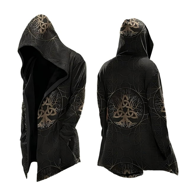 Cardigan pour Hommes Cardigan Long à Capuche Élégant avec Imprimé Moderne pour Hommes Tendance
