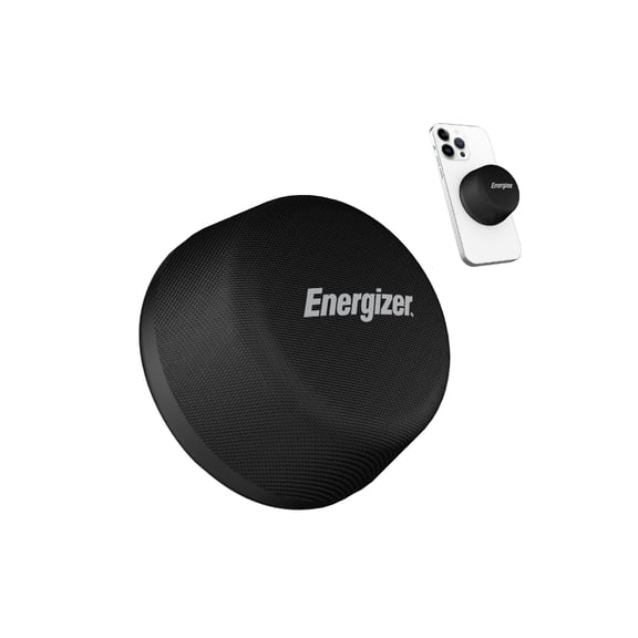 Energizer Magnetic Mini Bluetooth Speaker with Bypass Wireless Charger, 5W Powerful Sound, IPX6 Waterproof, TWS Stereo Pairing, Built-in Microphone, Compact Design for Outdoor and Indoor Use_BTS055