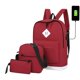 thumbnail image 1 of Mochila Para Acampar Al Aire Libre De 3 Uds., Bolso De Hombro Resistente Al Desgaste Con Bandolera, Bolso De Mano, Mochila Escolar De Estilo Coreano Con Cable Usb Monstrate AP007924-03, 1 of 6