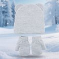 thumbnail image 2 of Povozer Baby Winter Hat Toddler Beanie Hat Winter Baby Knitted Ear Warmers Cute Ear Wool Hat Gloves Set,Size 0-6 Months,Light Gray, 2 of 8