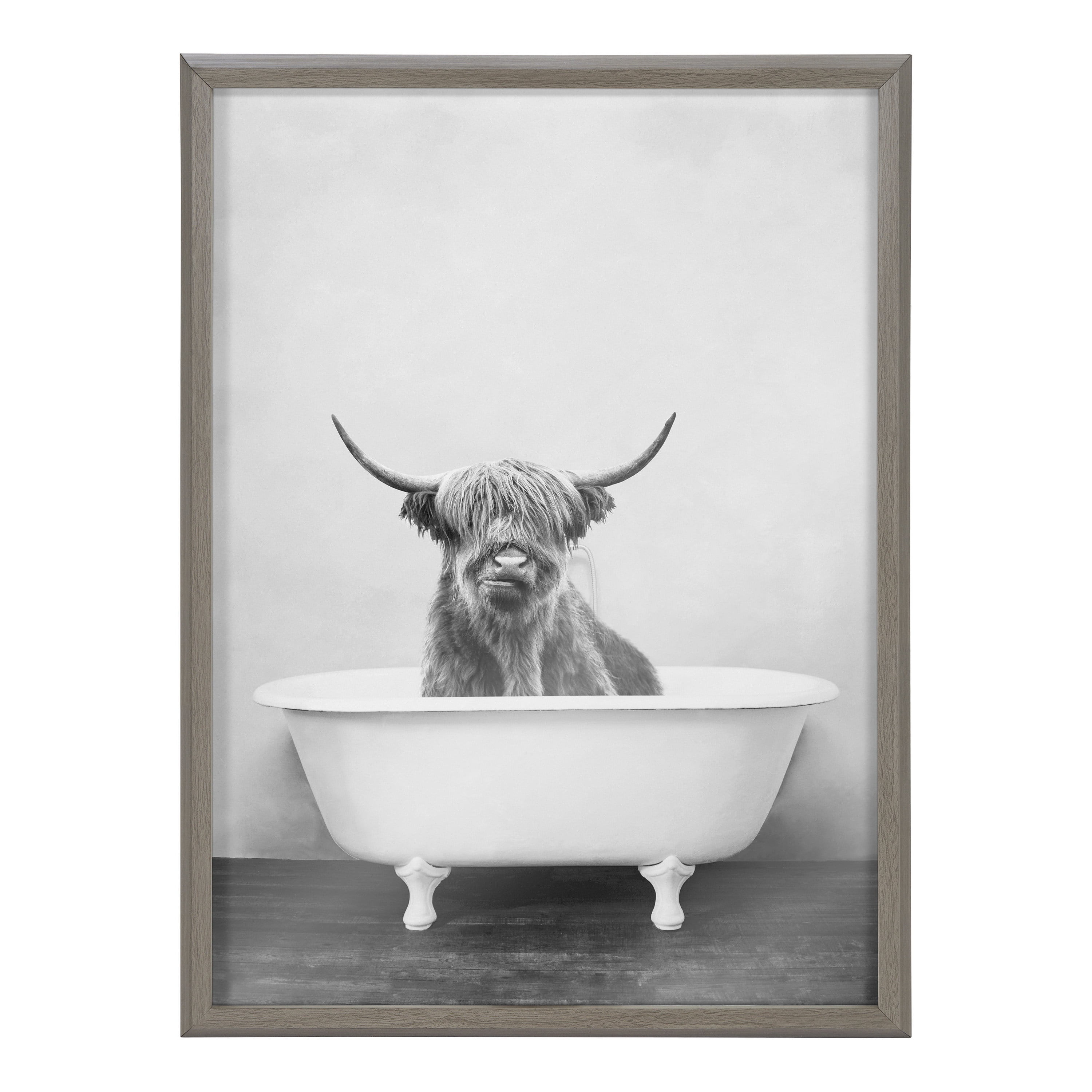 Blake Highland Cow in the Tub BW 18 in x 24 in Framed Photography Art Prints, by Kate and Laurel
